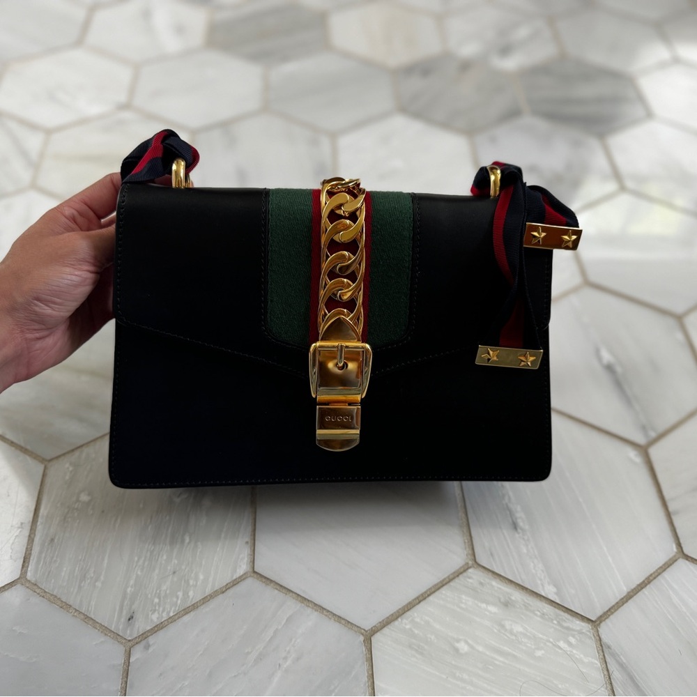 Gucci Sylvie Small Calf Skin Leather Handbag